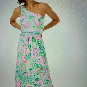 NWT maxi Lilly Pulitzer one-shoulder dress